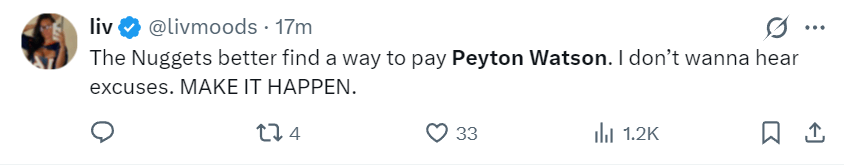 沃特森30+6三(sān)分生涯之(zhī)夜！约基奇伤停後(hòu)场均24分 美(měi)记：给他億(yì)元合同